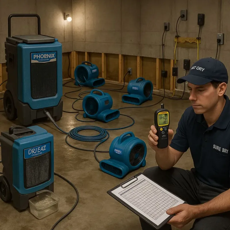 Structural Drying and Dehumidification process in North Lakeville, MA
